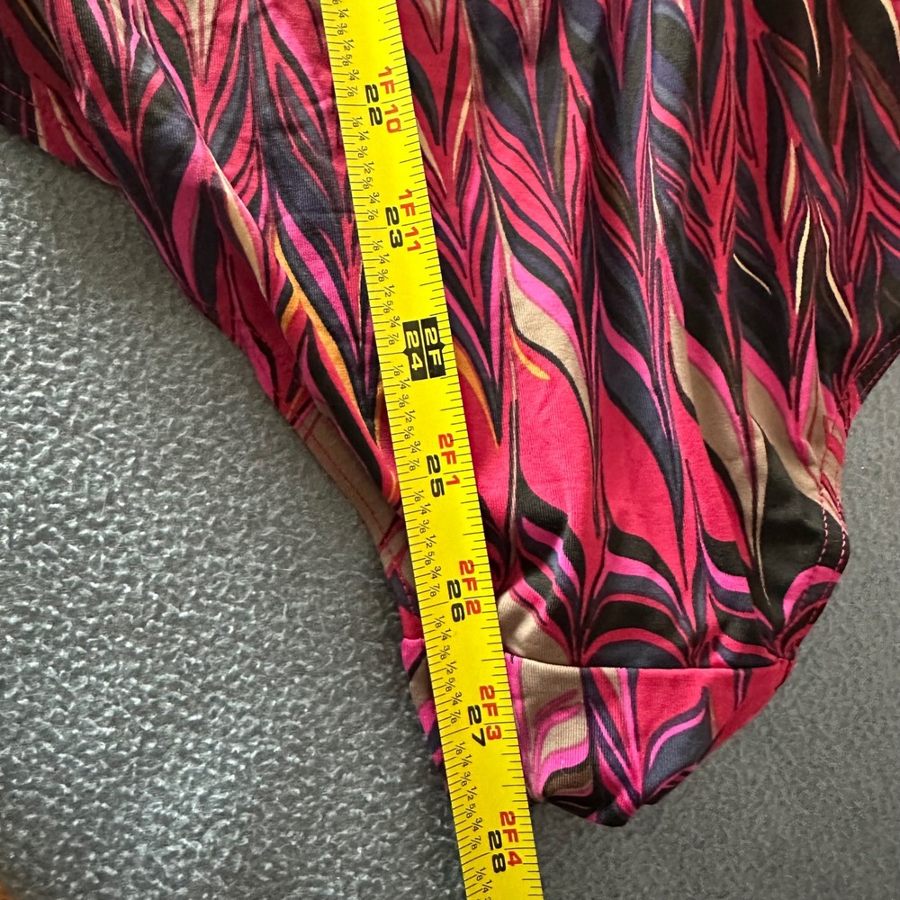 Calvin Klein Womens Pink Purple Chevron Leaf V-Neck One Piece Swimsuit Size 12 - Picture 7 of 7